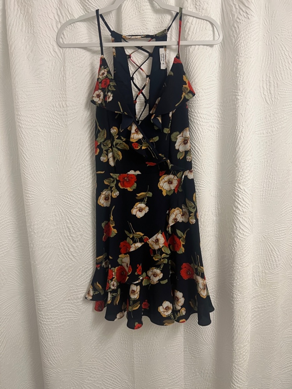 Pilgrim Navy Floral Ruffle Mini Dress